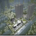 Aerial View Planning With Urban High Rise Buildings Green Spaces And Roads