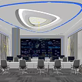 Modern Control Room With Large Screens Data Charts And Ergonomic Office Desks