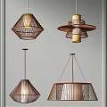 Handwoven Rattan Chandeliers With Various Geometric And Layered Designs For Home Lighting