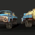 Vintage Blue Milk Tanker Truck Model With Rusty Exterior Details
