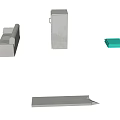 Assorted Objects Featuring Stone Bench Tall Cabinet Blue Fabric Mats and Long Stone Slab