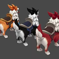 Colorful Cartoon Dog Characters With Different Colored Fur And Decorative Backpacks
