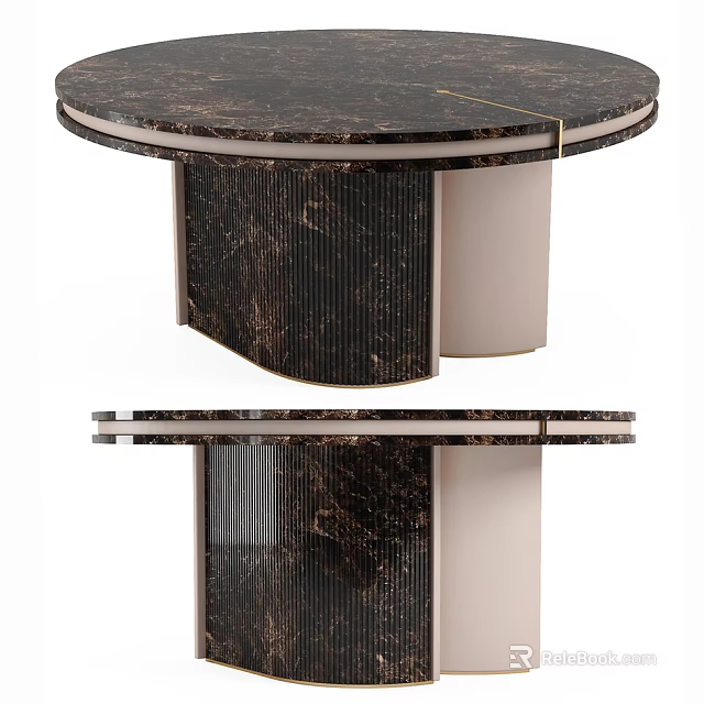 Elegant Modern Round Dining Table With Marble Tabletop And Unique Base Design 3d model