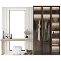 Modern Wardrobe Interior Design With Hanging Clothes Shelves Drawers And Mirror 3d model