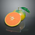 Fresh Ripe Orange Whole And Sliced With Green Leaf On Dark Background