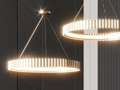 Modern Round LED Chandeliers With Metal Hanging Fixture And Bright Lighting Design 3d model