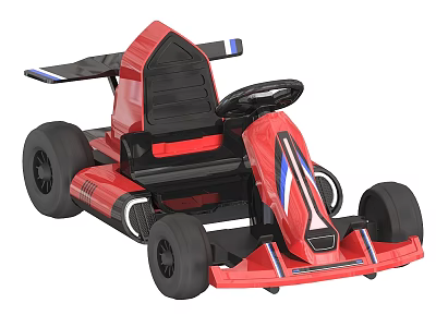 Red Electric Toy Kart For Kids With Steering Wheel And Black Seat 3d model