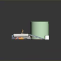 Light Green Paint Bucket With Small Cup Palette Roller And Colorful Tray