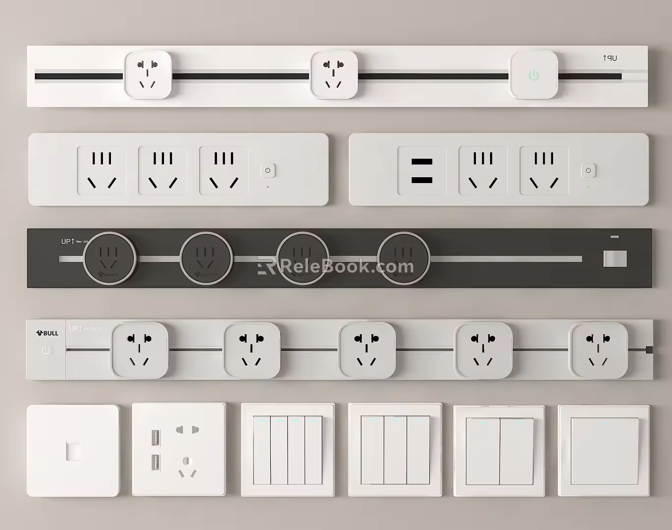 Modern switch socket rail socket 3d model