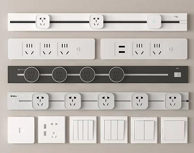 Modern switch socket rail socket 3d model