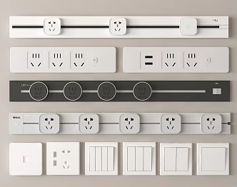Modern switch socket rail socket 3d model