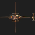 Sleek Military Helicopter Featuring Rotors Blue Lights And Weapon Systems