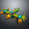 Vibrant Green Cartoon Airplane 3D Model With Multi Engines And Propellers