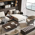 Elegant Modern Sofa And Coffee Table Set With Armchairs Ottoman And Rug