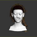 Realistic Human Head Model With White Face And Long Red Braided Hair