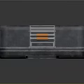 Dark Blue Hard Shell Toolbox With Metal Latches Orange Accents And Portable Handle For Home Storage