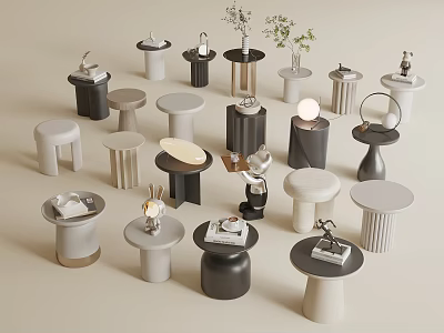Modern Side Tables With Various Styles Shapes And Decorative Elements For Home Decor 3d model