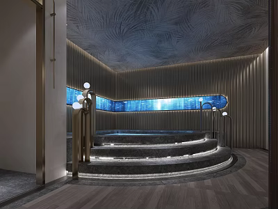 Luxury Modern Clubhouse Interior Design With Marble Steps Lighting And Wall Decor 3d model