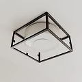 Modern Square Frame Ceiling Light with Black Metal Border and White Shade 3d model