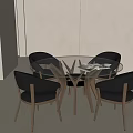 Modern leisure table and chair combination dining table and chair combination round table 3d model