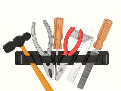 Household Appliance Tool Organizer With Hammer Pliers Screwdrivers And Ruler 3d model