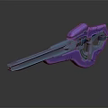 Purple And Blue Sci-Fi Weapon With Glowing Green Accents And Futuristic Design