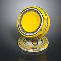 Modern Circular Yellow Two Layered Furniture With Sleek Surface And Metal Frame