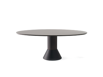 Modern dining table solid wood round table 3d model