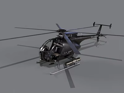 Black Utility Helicopter Featuring Rotors Cockpit and Fuselage in Close Up View 3d model