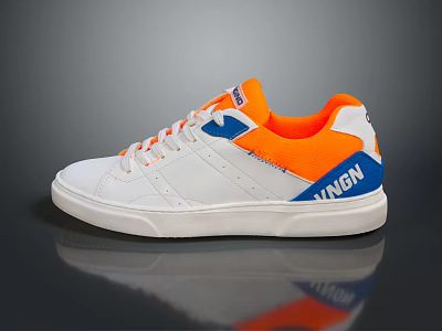 White Orange Blue WINGON Sneakers with Casual Design and Comfortable Sole 3d model