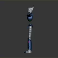 Mechanical Robot Character With Blue Body Silver Legs And Pink Arm Details