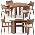 Modern Solid Wood Dining Table and Chair 3d model