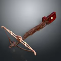 Antique Crossbow Weapon Traditional Design With Red Brown Stock And Metal Components