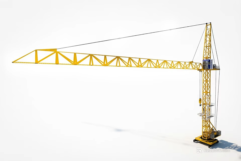 Yellow Tower Crane Industrial Equipment For Construction With Tall Lifting Structure 3d model 