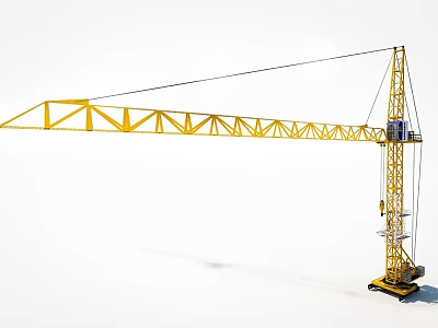 Yellow Tower Crane Industrial Equipment For Construction With Tall Lifting Structure 3d model