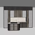 Modern Kitchen Interior Design With Wooden Cabinets And Marble Countertop Island