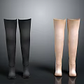Essential Daily Life Footwear Black And Beige Over The Knee Boots For Women