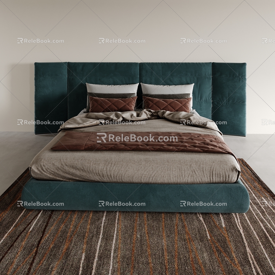 Bed Double Bed Bedroom Bed Hotel Queen Bed 3d model