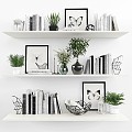 Jewelry Ornaments Combination Decorative suit Book Bookshelf Flower 3d model