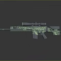 Green Black Tactical Sniper Rifle With Scope Metallic Finish On Dark Display Surface
