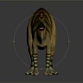 3D Dinosaur Character Standing With Colorful Stripes Green Beak And Reflective Surface