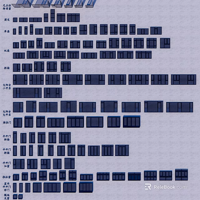 Blue Rectangular Blocks Arranged In Font Sample Design Layout 3d model