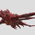 Red Spiked Monster Creature With Sharp Textured Body And Extended Limbs 3d model