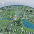 Aerial View Urban Planning Layout With Green Spaces Water Bodies Road Networks And Residential Zones