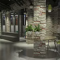 Industrial Style Modern Office Interior With Glass Partitions Green Chairs Plants And City Night View