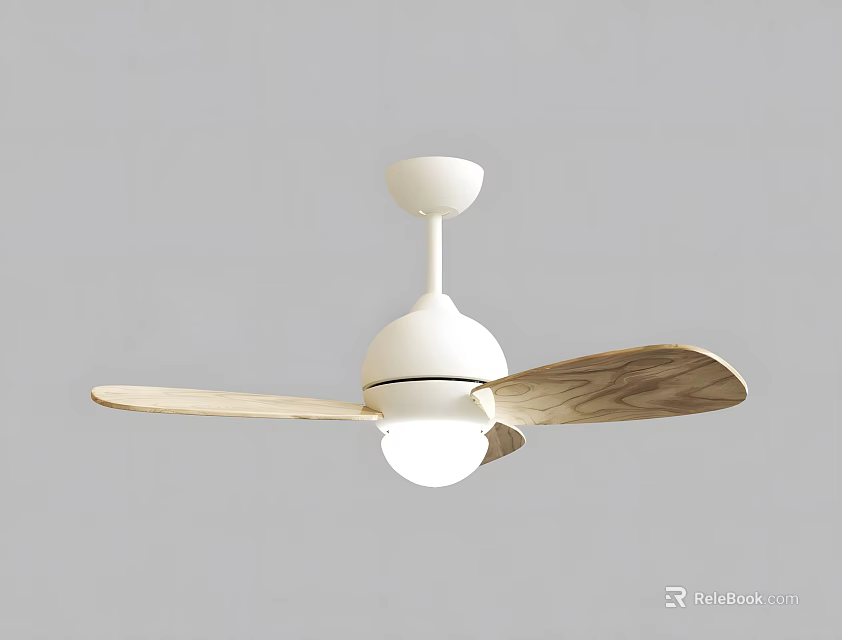 Modern Air Conditioning Ceiling Fan With Wooden Blades And Integrated Light 3d model 