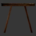 Stylish Round Table With Light Blue Marble Top And Dark Brown Wooden Legs