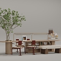 Table and Chair Desk and Chair Desk Display Cabinet 3d model