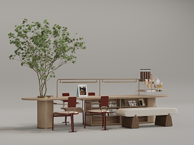 Table and Chair Desk and Chair Desk Display Cabinet 3d model