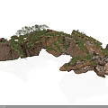 Modern Terrain Model With Rocky Formations And Lush Green Vegetation Details